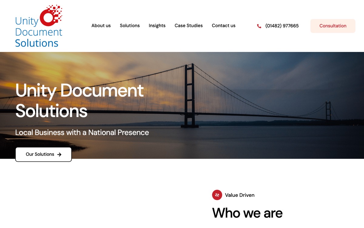 Unity Document Solutions website at unitydoc.co.uk